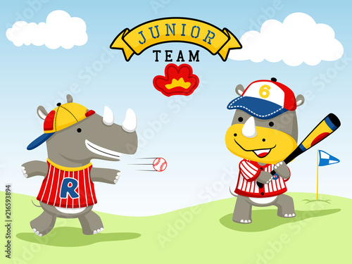 Vector illustration of animalc baseball player cartoon