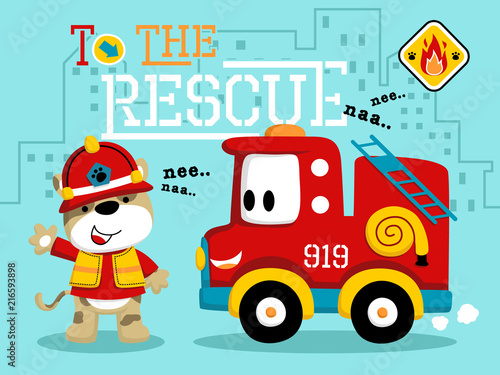 Vector illustration of fire rescue cartoon