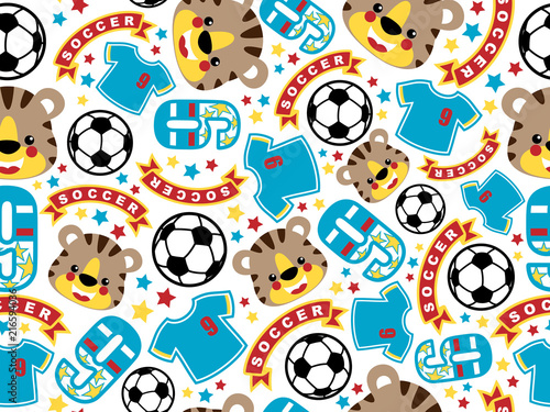Seamless pattern vector with funny animals football