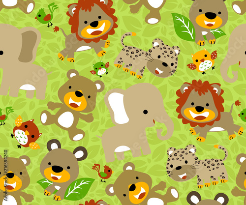seamless pattern vector with safari animals cartoon