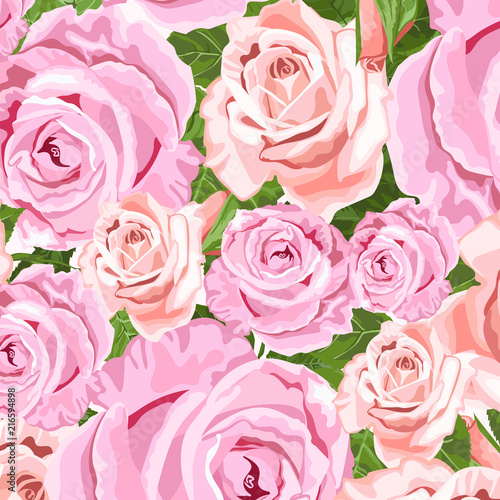 Beige and pink roses floral background