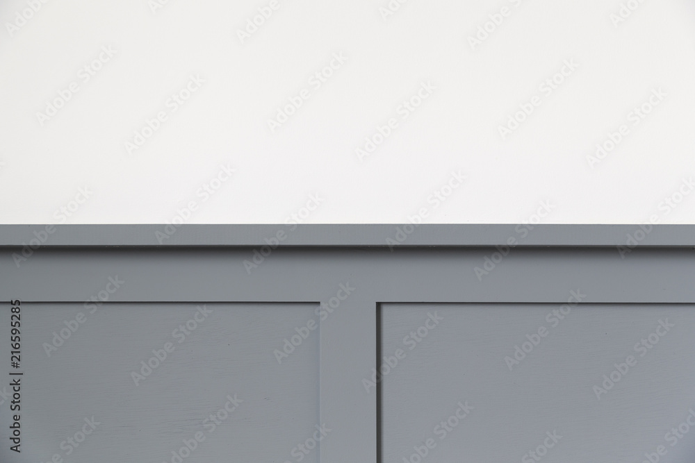 half of white cement and gray wooden wall background. half of white cement and gray wooden wall background.