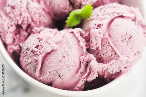 Fruit ice cream with blueberries