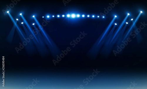 Bright stadium lights vector design. illumination photo