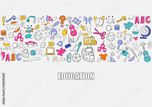 Education Objects background, drawing by hand vector