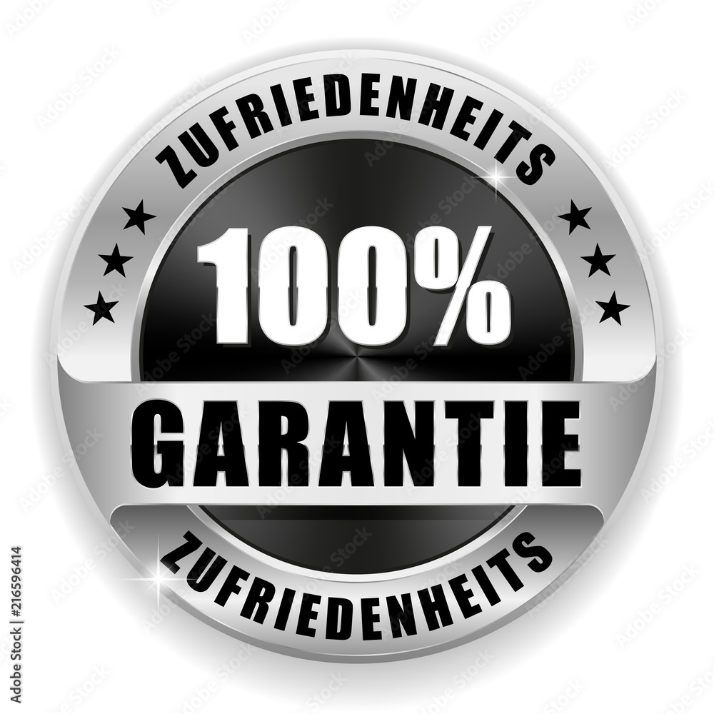 100% Zufriedenheits-Garantie Siegel in silber