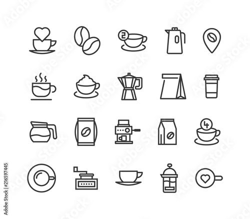 Simple Set of Coffee Related Vector Line Icons. Editable Stroke. 48x48 Pixel Perfect.