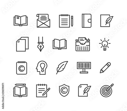 Simple Set of Copywriting Related Vector Line Icons. Editable Stroke. 48x48 Pixel Perfect.