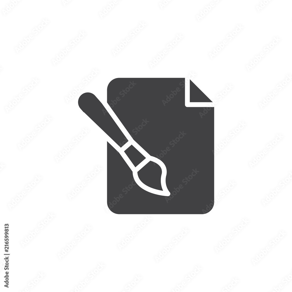 File with brush vector icon. filled flat sign for mobile concept and web design. Painting simple solid icon. Symbol, logo illustration. Pixel perfect vector graphics File with brush vector icon. filled flat sign for mobile concept and web design. Painting simple solid icon. Symbol, logo illustration. Pixel perfect vector graphics