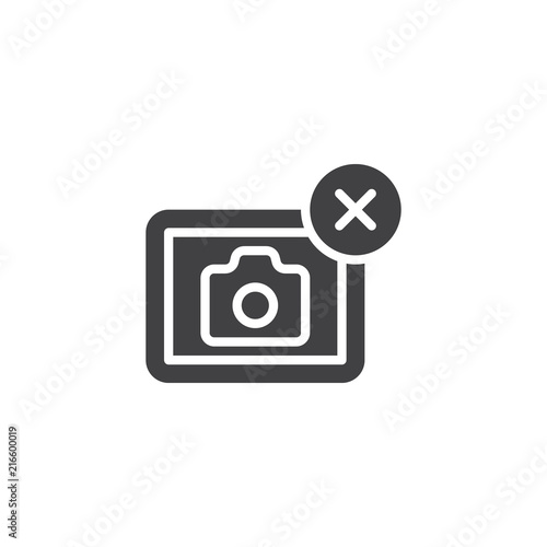 Remove photo vector icon. filled flat sign for mobile concept and web design. Camera delete simple solid icon. Symbol, logo illustration. Pixel perfect vector graphics