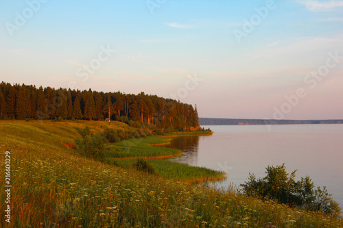 Fototapeta Naklejka Na Ścianę i Meble -  sunset and the river Kama