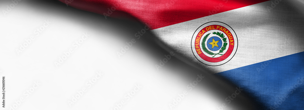 Waving flag of Paraguay, South America on white background - Waving flag of Paraguay, South America on white background -
