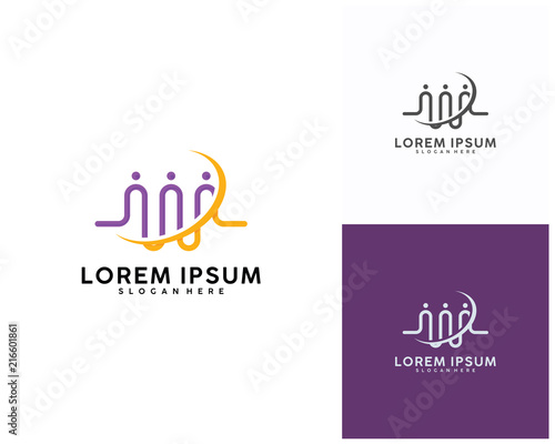 Discussion Group logo template, Consult Forum logo template, People and Consult logo designs vector