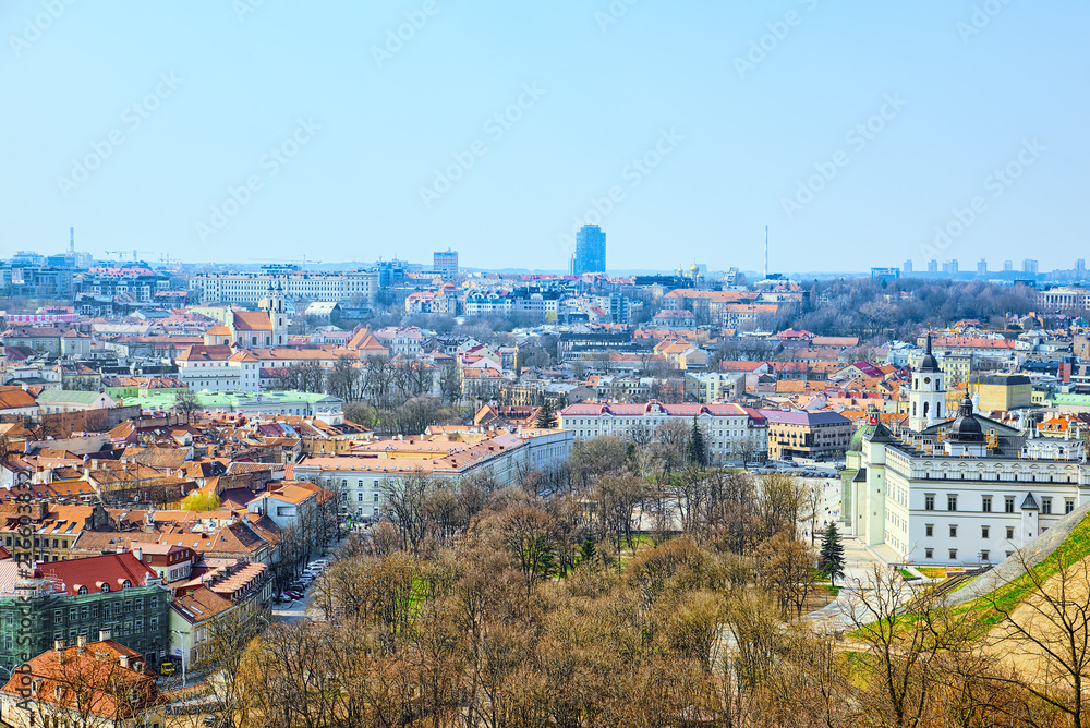 View of Vilnius from the hill of Three Crosses point of view to the  Vilnius City.