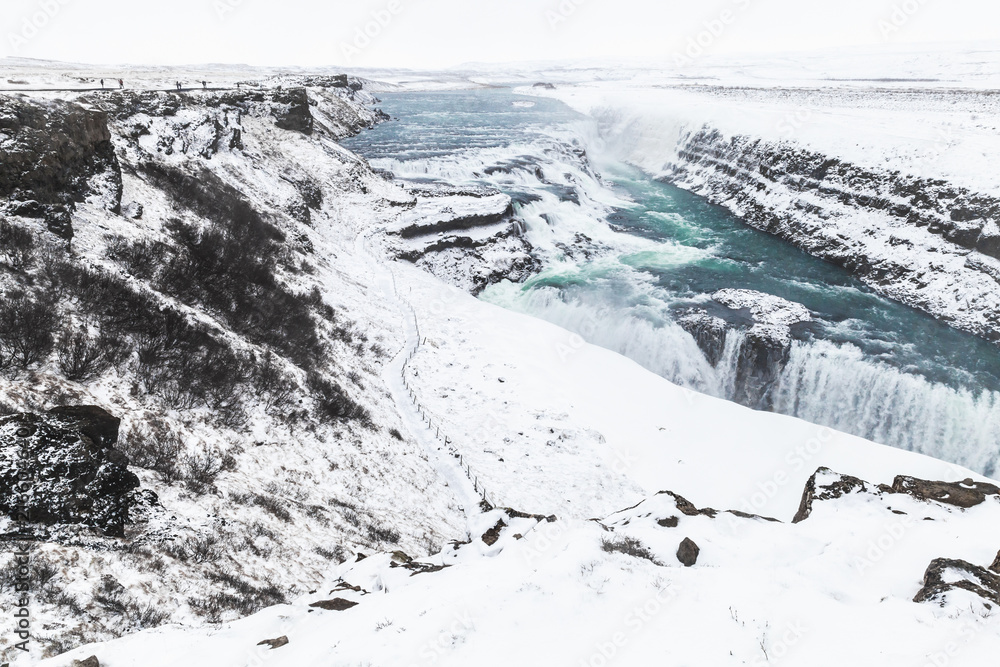 Iceland, Gullfoss waterfall landscape