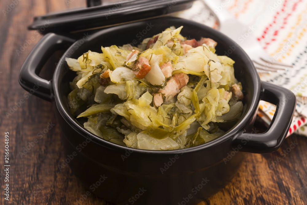 Stew of white cabbage and bacon Stew of white cabbage and bacon