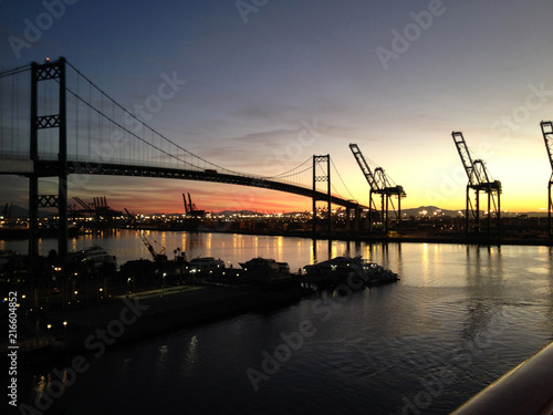 Entering Los Angeles terminal Island via cruise ship, USA.