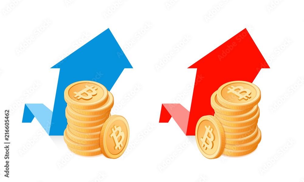 Flat isometric illustration of stack of dollar coins on a increase graphs background. The growth business, growing money, digital crypto currency, profit, wealth, blockchain, vector isolated concept. Flat isometric illustration of stack of dollar coins on a increase graphs background. The growth business, growing money, digital crypto currency, profit, wealth, blockchain, vector isolated concept.