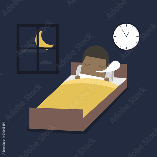 African businessman is sleeping on the bed.