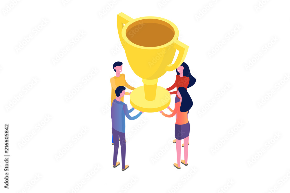 Teamwork, Success, Victory team concept isometric. Vector illustration. Teamwork, Success, Victory team concept isometric. Vector illustration.