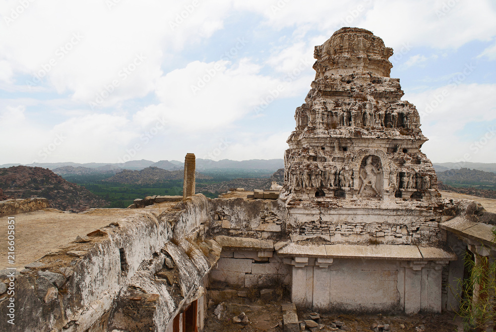 Virabhadra temple, Matanga Hill, Hampi, Karnataka. Sacred Center. View from the west.