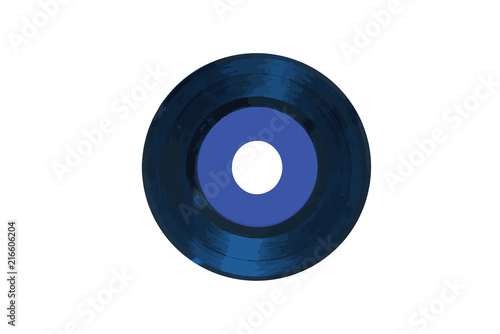 A blue vinyl record on white background