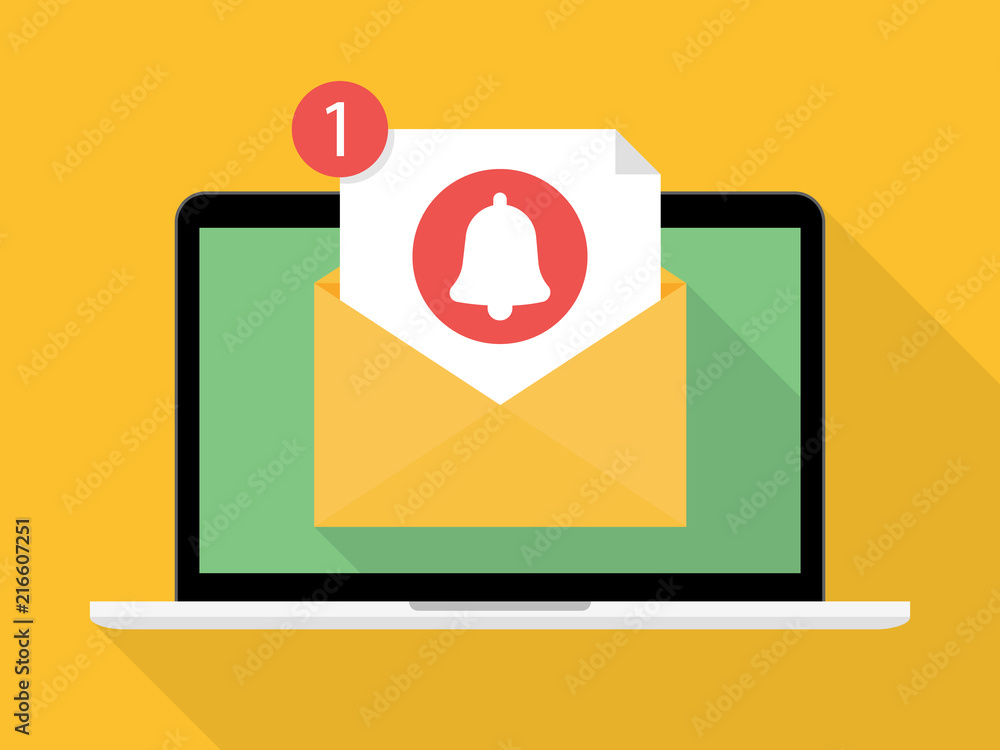 Email notification on laptop Illustration Vector Email notification on laptop Illustration Vector