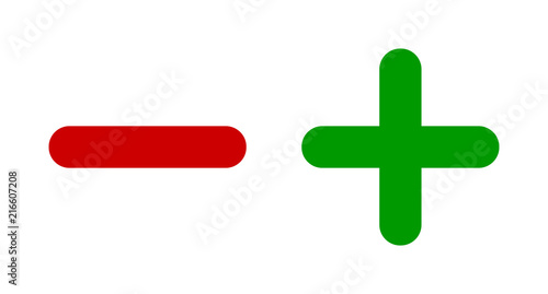 Minus & plus sign icons. Negative and positive symbols. Icon SET.