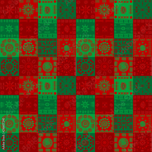 Christmas background with ethnic motifs