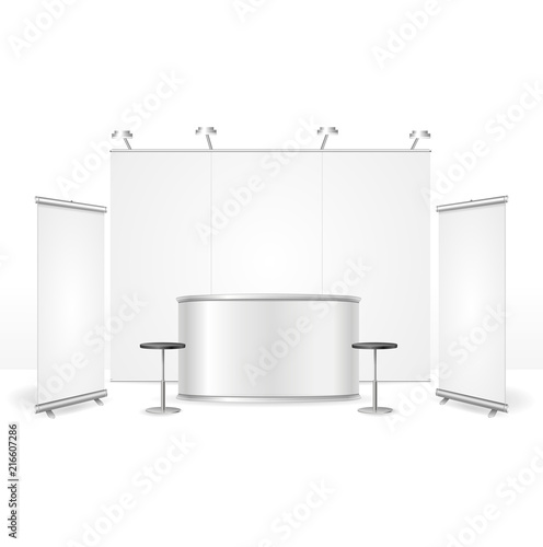 Realistic Detailed 3d Blank Exhibition Stand. Vector