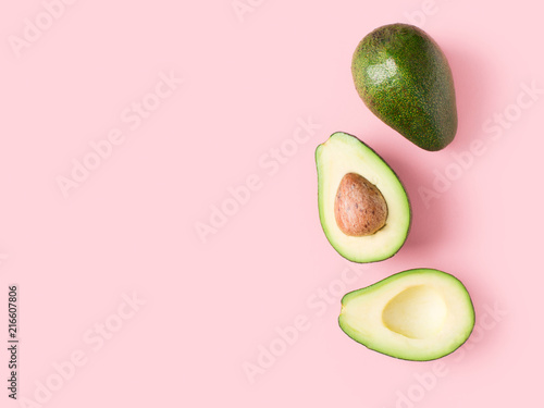 Half and full raw avocado minimalism pastel