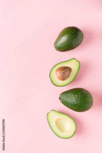 Half and full raw avocado minimalism pastel