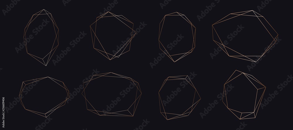 Gold collection of geometric frame. Decorative element for logo, branding, card, invitation. Gold collection of geometric frame. Decorative element for logo, branding, card, invitation.