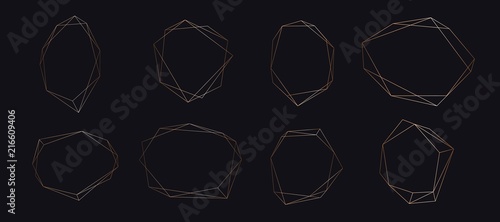 Gold collection of geometric frame. Decorative element for logo, branding, card, invitation.