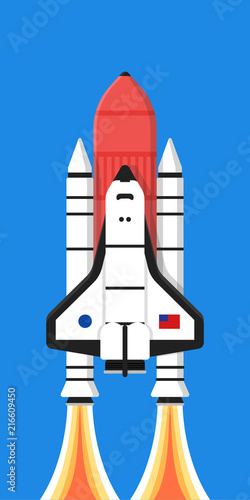 Fototapeta Naklejka Na Ścianę i Meble -  Rocket Launch Ship 
 Taking Off Illustration Background Wallpaper Vector