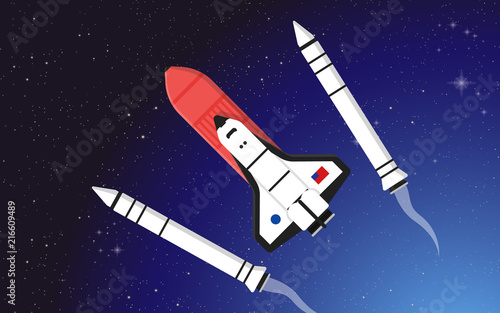 Space shuttle Boosters Separation launch in the open space Illustration Background Wallpaper Vector
