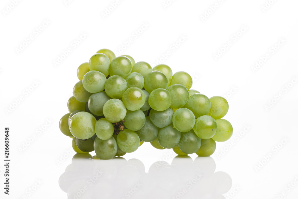 green grapes on the white background.