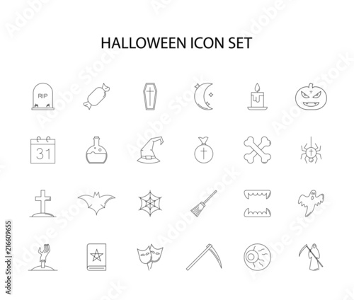 Line icons set. Halloween pack. Vector illustration 