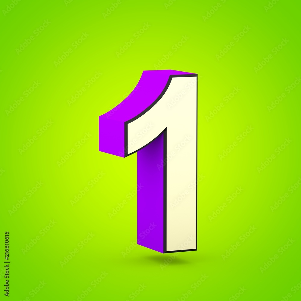 Superhero violet and beige number 1 isolated on lime background. Superhero violet and beige number 1 isolated on lime background.