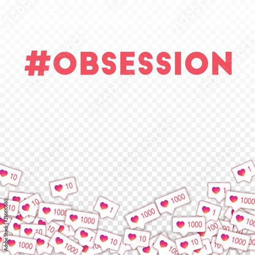 Social media icons. Social media obsession concept. Falling gradient like counter. Comely abstract b
