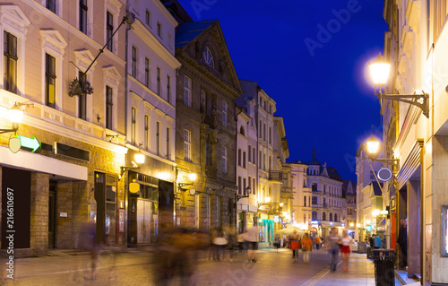 Torun city historical streets and building at evening in Poland