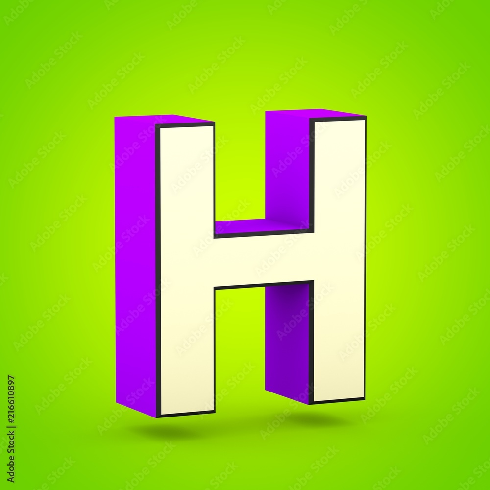 Superhero violet and beige letter H uppercase isolated on lime background. Superhero violet and beige letter H uppercase isolated on lime background.