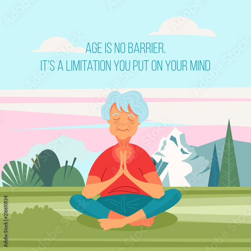 Elderly pensioners engaged in sports. Vector illustration.