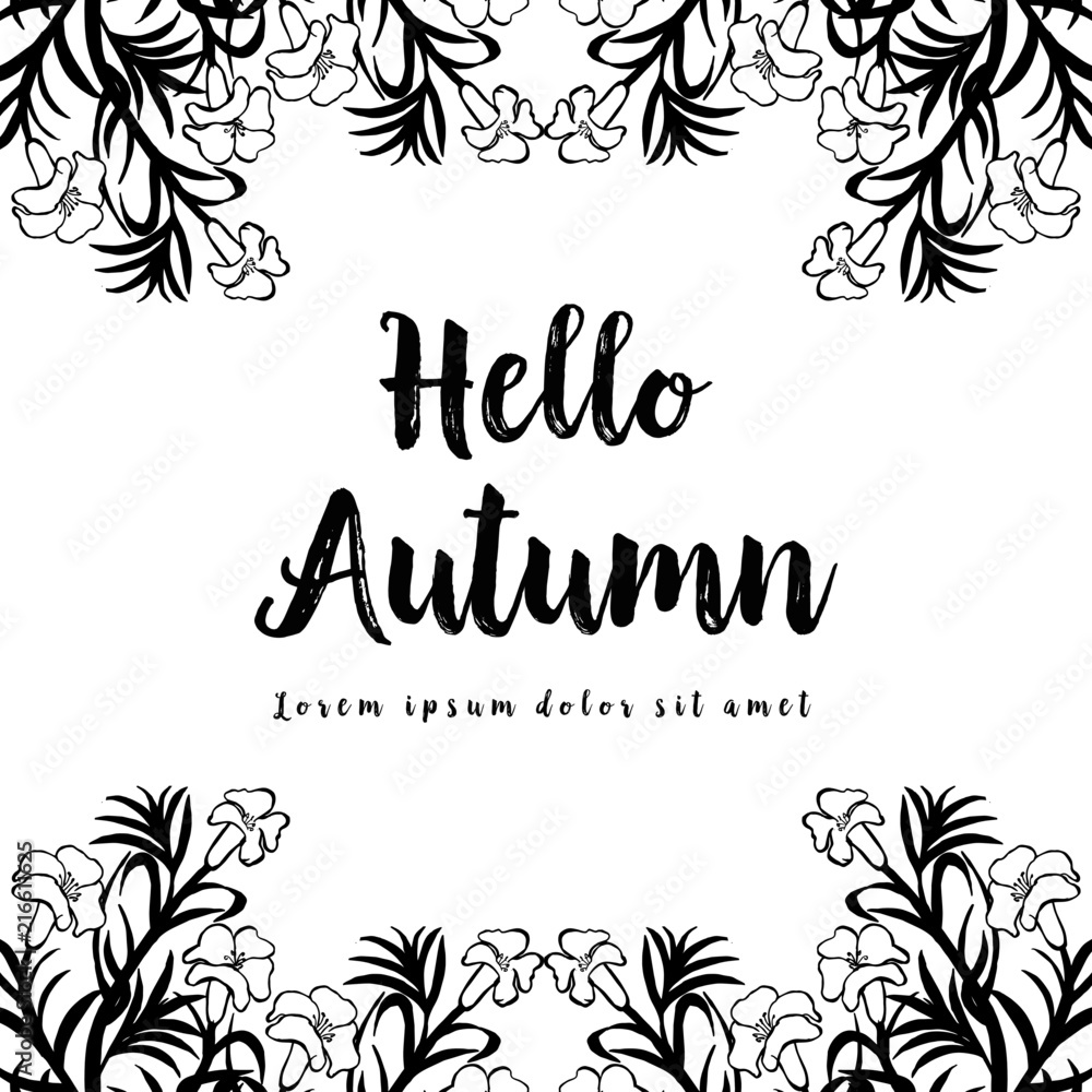 Hellow autumn card with flower hand draw vector illustration Hellow autumn card with flower hand draw vector illustration