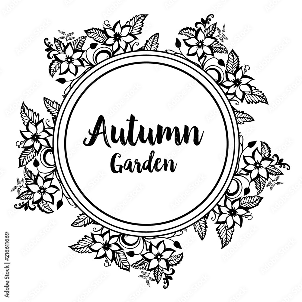 Card of autumn garden with flower template vector illustration