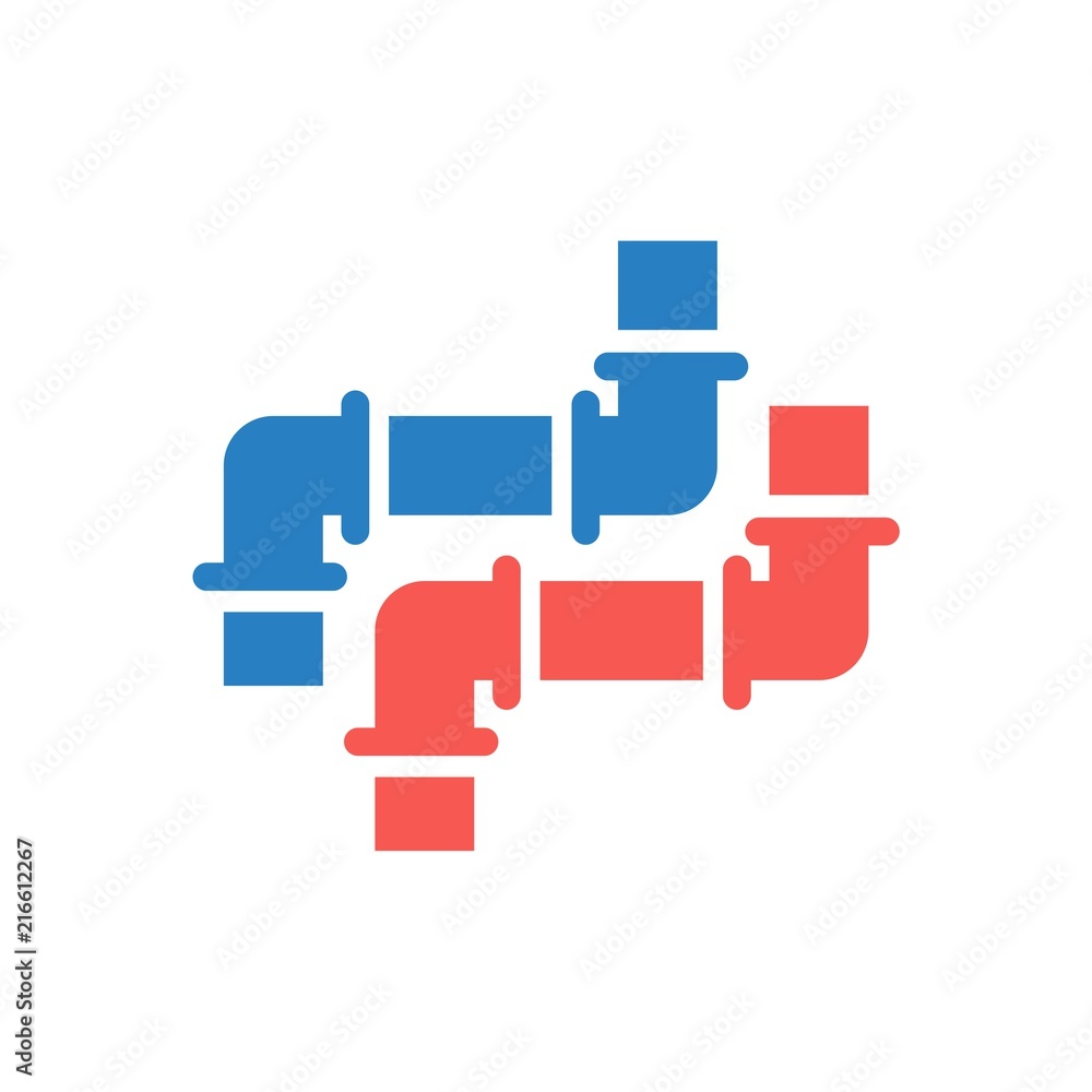 Red and blue pipelines icon Red and blue pipelines icon