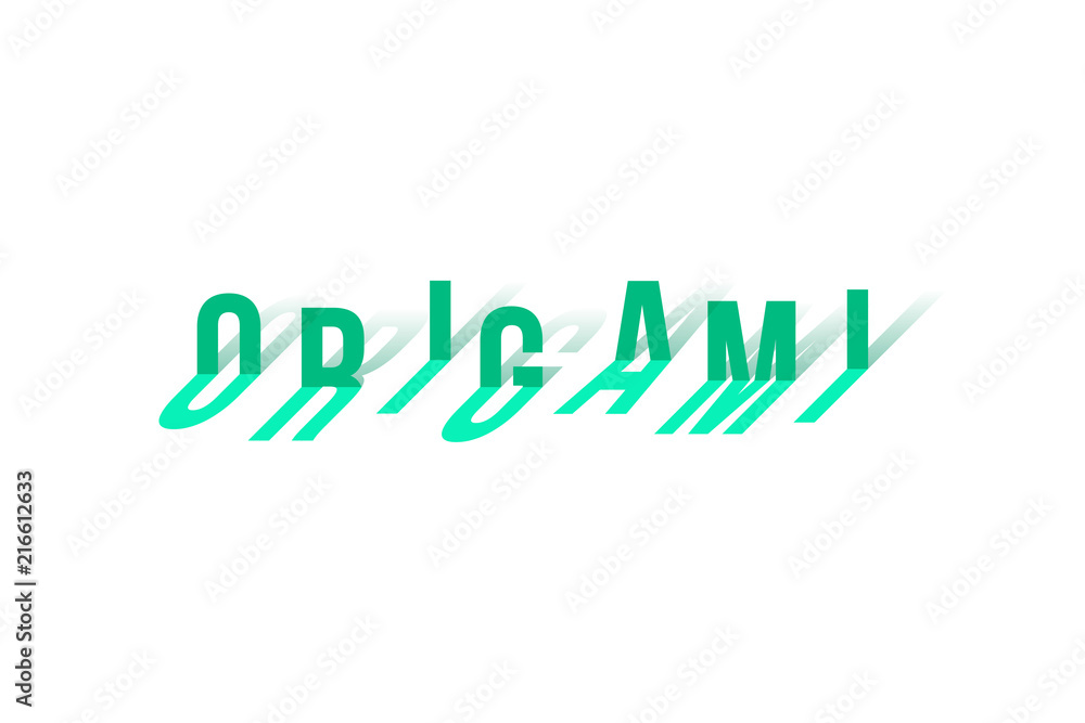 Origami word made of bent letters isolated on white. Vector design element. Origami word made of bent letters isolated on white. Vector design element.