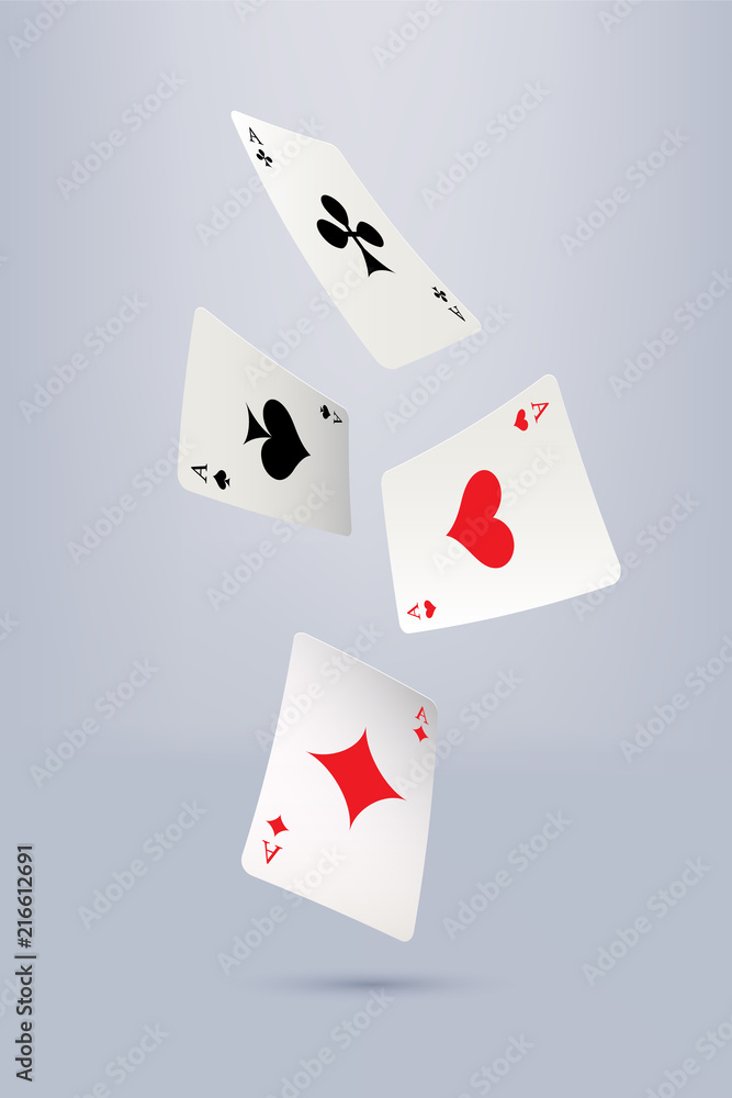 Four flying aces isolated on gray background. Vector illustration. Four flying aces isolated on gray background. Vector illustration.