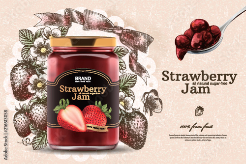 Elegant strawberry jam ads photo