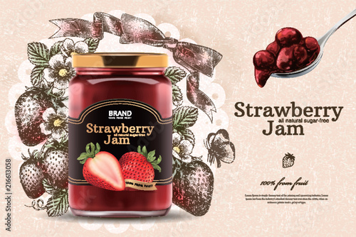 Elegant strawberry jam ads
